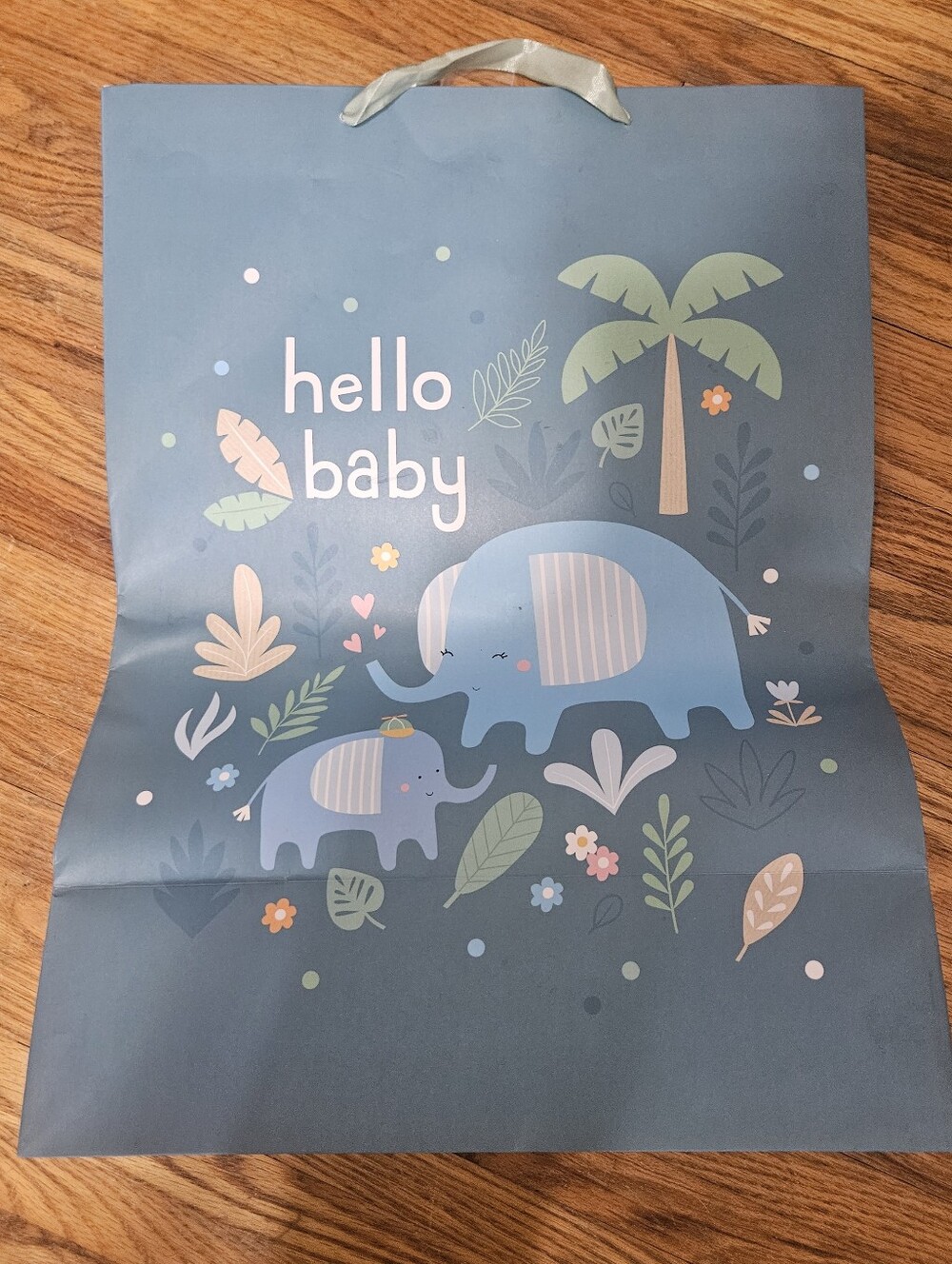 Hello Baby Blue Elephant Gift Bag - Baby Shower Gift Bag